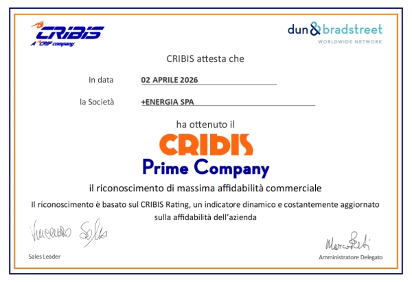 +energia S.p.A. ottiene anche per il 2026 la certificazione CRIBIS Prime Company